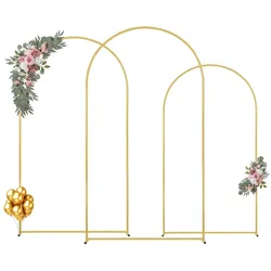 VEVOR 3er-Set Hochzeit Bogen Metall Traubogen Blumen Ballon Rahmen Deko Gold