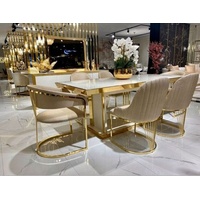 JV Möbel Luxus Tisch Weiß Edelstahl Italienisches Design