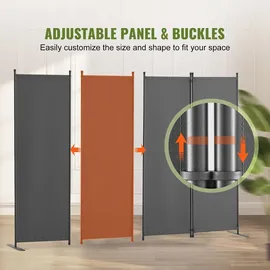Vevor Raumteiler Trennwand 4-teiliger Paravent Stellwand, faltbarer Sichtschutz für Büro Schlafzimmer Esszimmer Arbeitszimmer Balkon, Raumtrenner freistehend (56 x 45 x 172,5 cm), Grau