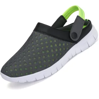 SAGUARO Herren Damen Clogs Pantoletten Sommer Strand Pantoffeln Mesh Schlappen Garten Schuhe Arbeitsschuhe Grün Gr.44 - 44 EU