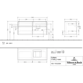 Villeroy & Boch Collaro Waschtischunterschrank C13000VN 120x54,8x50cm, Waschtisch rechts, Cashmere grey