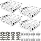 Eulenke 4 Stück 50cm Küchenschublade Küchen Teleskopschublade, Küchenschrank mit Schienensystem, vielfältiger Küchenauszug Schrankauszug, Einsatz Schlafzimmerschublade, Einbauschublade, Korbauszug