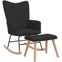 vidaXL Schaukelsessel Modell 2 Polyester 70 x 90 x 80 cm Schwarz mit Hocker