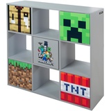 Minecraft phoenix group Minecraft - 3x3 Regal, mit Türen und offenen Fächern, Grau