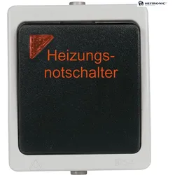 HEITRONIC Aufputz-Feuchtraum Heizungsnotschalter, beleuchtet, 2-polig, IP54, anthrazitgrau HEI-40147