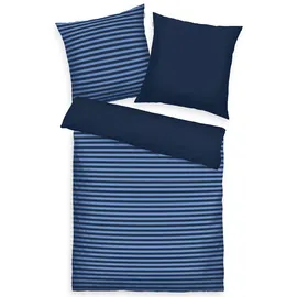 Tom Tailor Renforcé Bettwäsche MEDIUM STRIPES Blau 155 x 220 cm + 80 x 80 cm