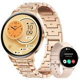 LIGE Smartwatch Damen mit Bluetooth-Anrufen, 1,43" AMOLED Fitnessuhr Damen, IP68 wasserdichte Schrittzähler Uhr, 120+Sport Modus/Frauengesundheit/Kalorien/Schlaf/Herzfrequenz, Android IOS smartwatch