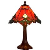 Bieye L30021US Barock Tiffany-Stil Glasmalerei Tischlampe Nachtlicht mit 13 Zoll breiten Lampenschirm Zink Basis, rot, 19-Zoll groß