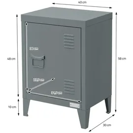 ML-Design Nachttisch, Anthrazit, 40x30x58 cm, Stahl, Türgriff Links, Industriedesign