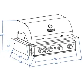 All'Grill Top Line Build-In mit Air System Chef L edelstahl