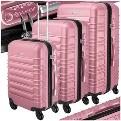 KESSER® 3tlg. Hartschalenkofferset Hartschalenkoffer Reisekoffer Set Reisekofferset Trolley Koffer Inkl. Kofferwaage + Gepäckanhänger Rollkoffer Schloss 4 Rollen ABS-Hartschale Teleskopgriff M-L-XL