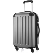 HAUPTSTADTKOFFER SPREE - Handgepäck Hartschalen-Koffer Trolley Rollkoffer Reisekoffer, 4 Doppel-Rollen, 55 cm, 42 L, Ausziehgriff, Silber