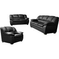 COTTA Polstergarnitur Casino, Sofa Set, 3-2-1 Sitzer, Wohnzimmer Garnitur, (Set, 3-tlg), Sessel, 2-Sitzer, 2,5-Sitzer, hohe Rückenlehne schwarz
