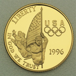 Goldmünze 5 Dollars Olympia Fahnenträger 1996 (USA)