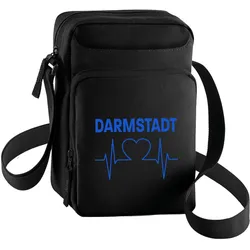 multifanshop Umhängetasche - Darmstadt - Herzschlag - Druck blau - Tasche