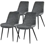 ML-Design Esszimmerstühle 4Er Set Anthrazit Sitzfläche aus Samt mit Rückenlehne