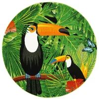Pergamon Designer Teppich Faro Tropical Tukan Grün Rund