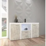 Küchen-Preisbombe Kuechen-preisbombe TOP Kommode Sideboard Rumba Wohnwand Wohnzimmer Anbauwand Betonoptik Weiss matt