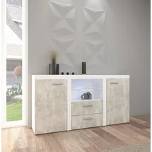Küchen-Preisbombe Kuechen-preisbombe TOP Kommode Sideboard Rumba Wohnwand Wohnzimmer Anbauwand Betonoptik Weiss matt