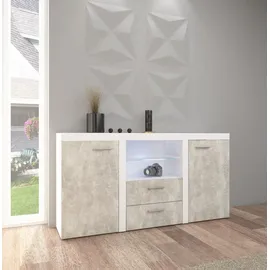 Küchen-Preisbombe Kuechen-preisbombe TOP Kommode Sideboard Rumba Wohnwand Wohnzimmer Anbauwand Betonoptik Weiss matt