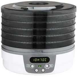 h.koenig DSY700 Dörrgerät für Lebensmittel, 5 herausnehmbare transparente Platten, einstellbare Temperatur 40-70°C, 48h Timer, Lebensmitteltrocknung
