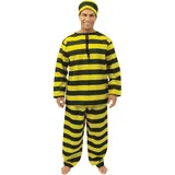 P'TIT CLOWN - Schwarzes und gelbes Gefangenenkostüm - Kostüm für Erwachsene - Perfekt für Karneval, Kostümpartys und Motto-Events - Polyester (L-XL)