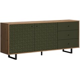 trendteam smart living - Sideboard - Wohnzimmer - Sentra - Aufbaumaß (BxHxT) 183 x 75 x 40 cm - Farbe Dark Green mit Artisan Eiche - 224036982