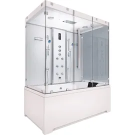SeniorBad Kombination Badewanne Dusche K80-WS-TH-B-EC-SC-EA Duschtempel 180x100 cm Schlauchreinigung + Scheibenversiegelung - Weiß