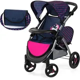 Bayer Bayer Baby Puppenwagen, Geschwisterwagen, höhenverstellbar, klappbar, Tasche, blau 39454AA Zwillingspuppenwagen,