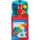 Faber-Castell 125003 - Farbkasten CONNECTOR 12 Farben, inklusive Deckweiß, Pinselfach und Namensfeld, türkis,