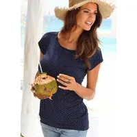 LASCANA Longshirt Damen navy-gepunktet, schwarz Gr.48/50