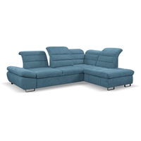 WERK2 Ecksofa »Roma L-Form«, Sofa mit Schlaffunktion, Sitztiefenverstellung, verstellbare Kopfteile, blau