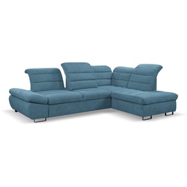 WERK2 Ecksofa »Roma L-Form«, Sofa mit Schlaffunktion, Sitztiefenverstellung, verstellbare Kopfteile, blau