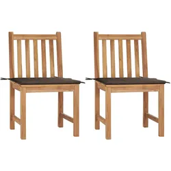vidaXL 2x Teak Massiv Gartenstuhl mit Kissen Holzstuhl Stuhl Essstuhl Stühle Gartenmöbel Balkonstuhl Outdoor Terrassenstuhl Gartenstühle