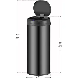 Juskys Automatik Mülleimer mit Sensor - Schwarz