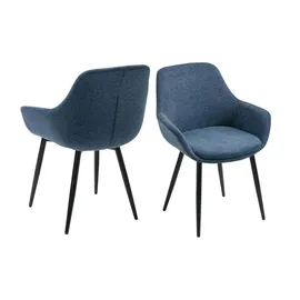 SalesFever Armlehnstuhl Strukturstoff dunkelblau 2er Set