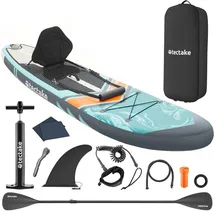 Tectake tectake® Stand-Up Paddle Board, 2in1, aus Drop-Stitch Material, Belastbarkeit 200 kg, 288 x 77 x 22,5 cm