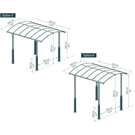 CANOPIA Carport Alpine 4,35 x 3,59 m grau inkl. Regenrinne