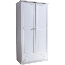 TICAA Kinderkleiderschrank Moritz 96 x 187 x 54 cm Kiefer massiv weiß