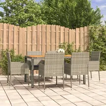 vidaXL Garten-Essgruppe 7-tlg. Grau