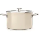 KitchenAid Steel Core Enamel Kochtopf mit Deckel (24cm/6l), deutsche Emaille, Induktionsgeeignet, backofenfest, spülmaschinenfest, Crème