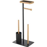 MSV WC-Garnitur Teiki Schwarz/Braun 4in1