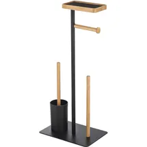 MSV WC-Garnitur Teiki Schwarz/Braun 4in1