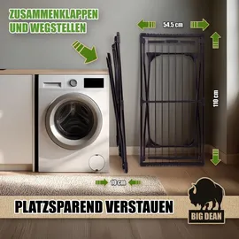 BigDean Wäscheständer 200 ausziehbar 20 m Schwarz