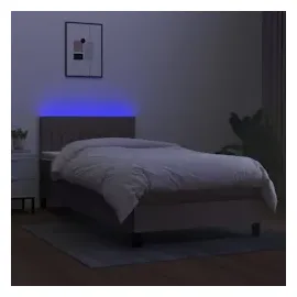 vidaXL Boxspringbett mit Matratze & LED Taupe 100x200 cm Stoff