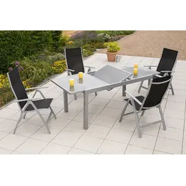 Merxx Amalfi Set 5-tlg. Tisch 180 x 75 cm schwarz