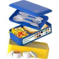 Umami All-in-1 1,2L Bento Lunchbox Erwachsene mit Besteck, 2 Saucenbehältern als Brotdosen Salat, Snack Bento Box, Auslaufsicher Brotdose Erwachsene, Inkl. Zubehör Brotdose mit Fächern für Meal Prep