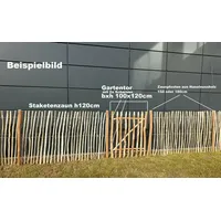 Staketenzaun 120cm x 5m / 7-8cm Lattenabstand Gartenzaun Zaunlatte Holzzaun Zaun Haselnussvollholz - Naturbelassen