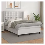 vidaXL Boxspringbett mit Matratze Weiß 140x200 cm Kunstleder