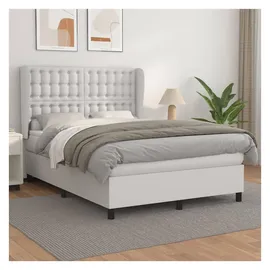 vidaXL Boxspringbett mit Matratze Weiß 140x200 cm Kunstleder